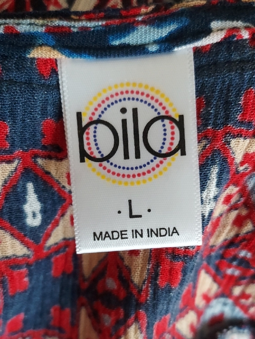 Bila Red and Navy Printed Rayon Top - Picture 2 of 8